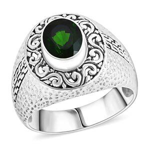 NEW Chrome Diopside Hammer with Tulang Naga Texture Ring in Sterling Silver